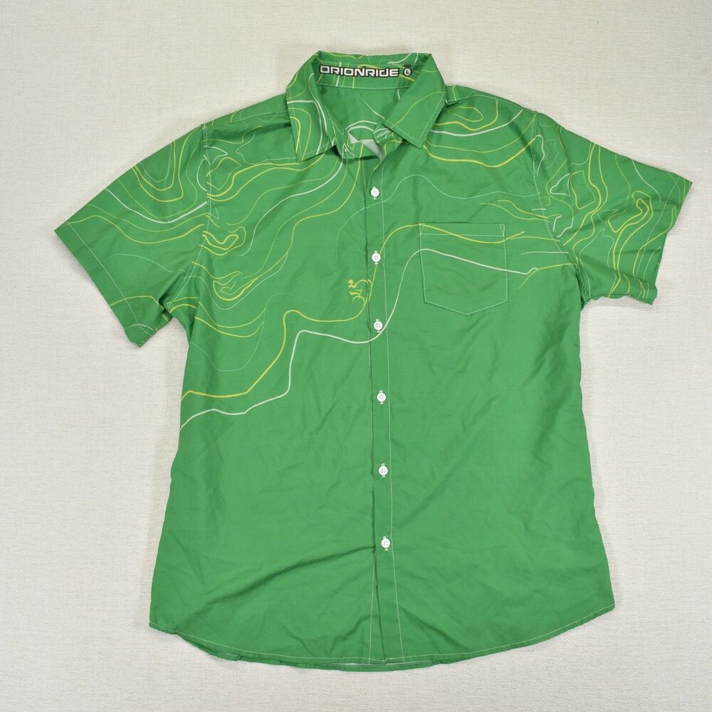 OrionRide Mens L Gravel Shirt Green Bicycle Trail Performance Cycling Pockets